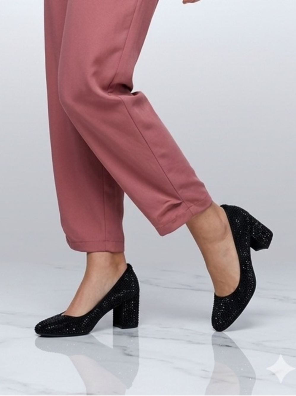 Micheal Kors | Black Arabella Sparkle Round Toe Classic Elegance Mini Pump Shoe